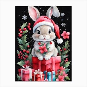 Little Christmas Bunny Gifts Canvas Print