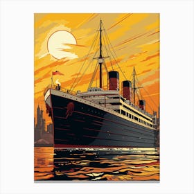 Titanic Ship Sunset Pop Art Illustration 1 Canvas Print