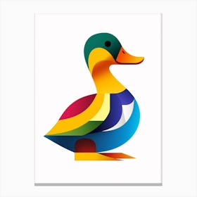 Colourful Geometric Bird Duck 3 Canvas Print
