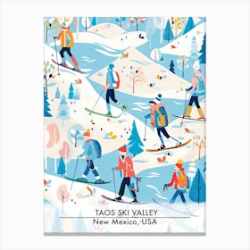 Taos Ski Valley   New Mexico Usa, Ski Resort Poster Illustration 3 Canvas Print