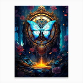 Clock In The Forest Canvas Print