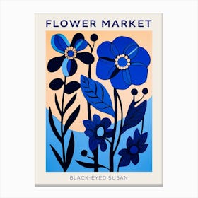 Blue Flower Market Poster Black Eyed Susan 1 Canvas Print