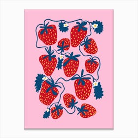 Strawberries Pink Canvas Print