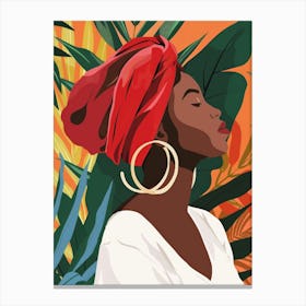 African Woman In Red Turban Canvas Print