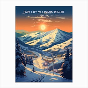 Poster Of Park City Mountain Resort   Utah, Usa, Ski Resort Illustration 2 Canvas Print