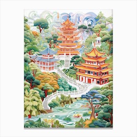 Summer Palace China Modern Illustration 2 Canvas Print
