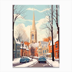 Vintage Winter Travel Illustration Southampton United Kingdom 3 Canvas Print