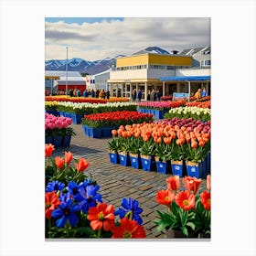 Flower Market In Iceland Canvas Print