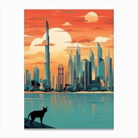 Dubai, United Arab Emirates Skyline With A Cat 0 Canvas Print