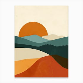 Sunset In The Mountains, Hygge Canvas Print