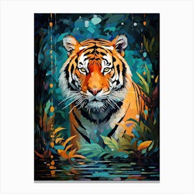 Tiger Art In Mosaic Art Style 4 Canvas Print