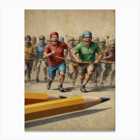 Pencil Race Canvas Print