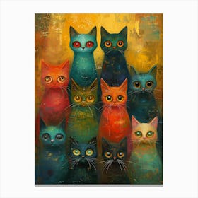 Beautiful Painting Funky Cats 2 Canvas Print