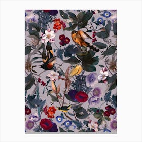 Floral And Birds Canvas Print