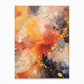 Orange And Gold Autumn Abstract Painting Canvas Print
