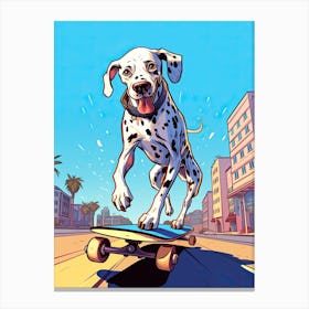 Dalmatian Dog Skateboarding Illustration 2 Canvas Print