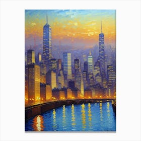 Cityscape At Dusk 1 Canvas Print