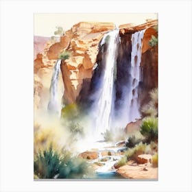 Ouzoud Falls, Morocco Water Colour  (1) Canvas Print