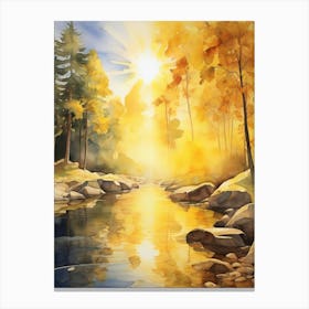 Watercolor Of Autumn Forest Canvas Print