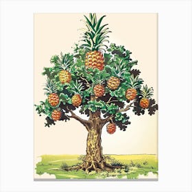 Pineapple Tree Storybook Illustration 1 Canvas Print