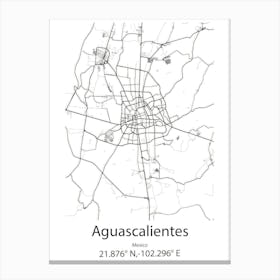 Aguascalientes,Mexico Minimalist Map Canvas Print