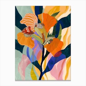 Colourful Flower Illustration Flax Flower 1 Canvas Print