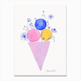 Ice Cream Flowers in Pink Canvas Print