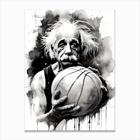 Albert Einstein Playing Basketball Abstract Painting (2) Canvas Print