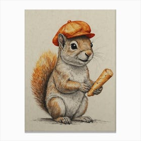 Squirrel With A Croissant 1 Canvas Print