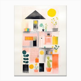 A House In Cairo, Abstract Risograph Style 1 Canvas Print