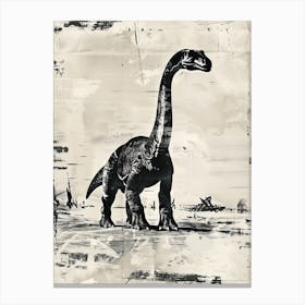 Diplodocus Dinosaur Black Ink Illustration 2 Canvas Print