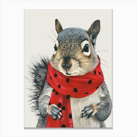 Squirrel In Scarf 2 Canvas Print