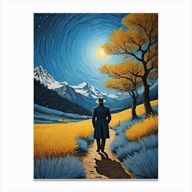 A Man Stands In The Wilderness Vincent Van Gogh Painting (23) Canvas Print