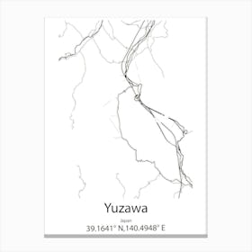 Yuzawa,Japan Minimalist Map Lienzo