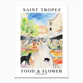 Food Market With Cats In Saint Tropez 2 Poster Canvas Print