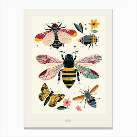 Colourful Insect Illustration Bee 8 Poster Canvas Print
