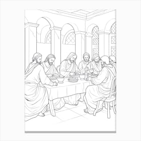 Line Art Inspired By The Last Supper 12 Canvas Print