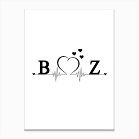 Personalized Couple Name Initial B And Z Monogram Canvas Print