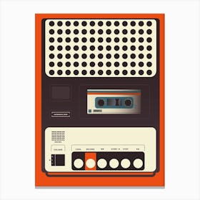Orange Cassette Recorder Canvas Print