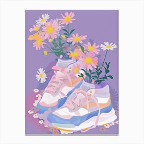 Retro Sneakers With Flowers 90s 2 Canvas Print