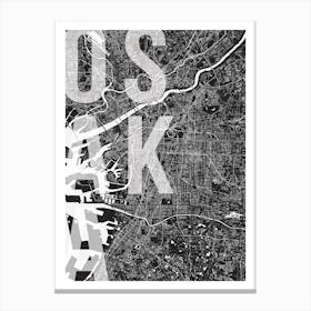Osaka Mono Street Map Text Overlay Canvas Print