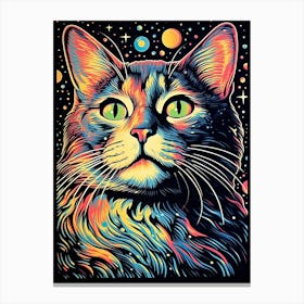 Celestial Catwalk, Psychedelic Cats series Canvas Print