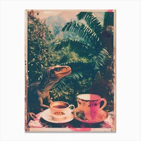 Retro Dinosaur Tea Party 1 Canvas Print