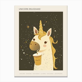 Unicorn Mustard Muted Pastels Drinking A Milkshake Poster Canvas Print