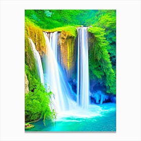 Plitvice Waterfalls, Croatia Nat Viga Style (2) Canvas Print