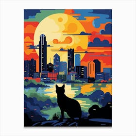 Dallas, United States Skyline With A Cat 1 Canvas Print