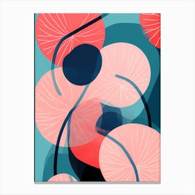 Lotus Leaves Flat art, calming tones of Blue, pink& teal, home and office decor, 1266 Canvas Print