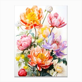 Peonies In A Vase Canvas Print