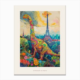 Dinosaur In Paris Painting 2 Poster Canvas Print