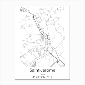 Saint Jerome,Canada Minimalist Map Canvas Print